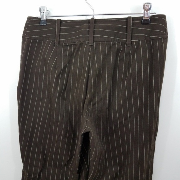 Garnet Hill Trousers 8 Womens Pinstripe Brown Whit - Picture 4 of 5
